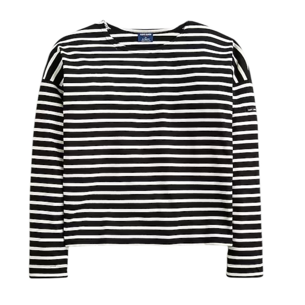 Saint James® X J.Crew Structured T-shirt in Tilly Stripe Black Natural